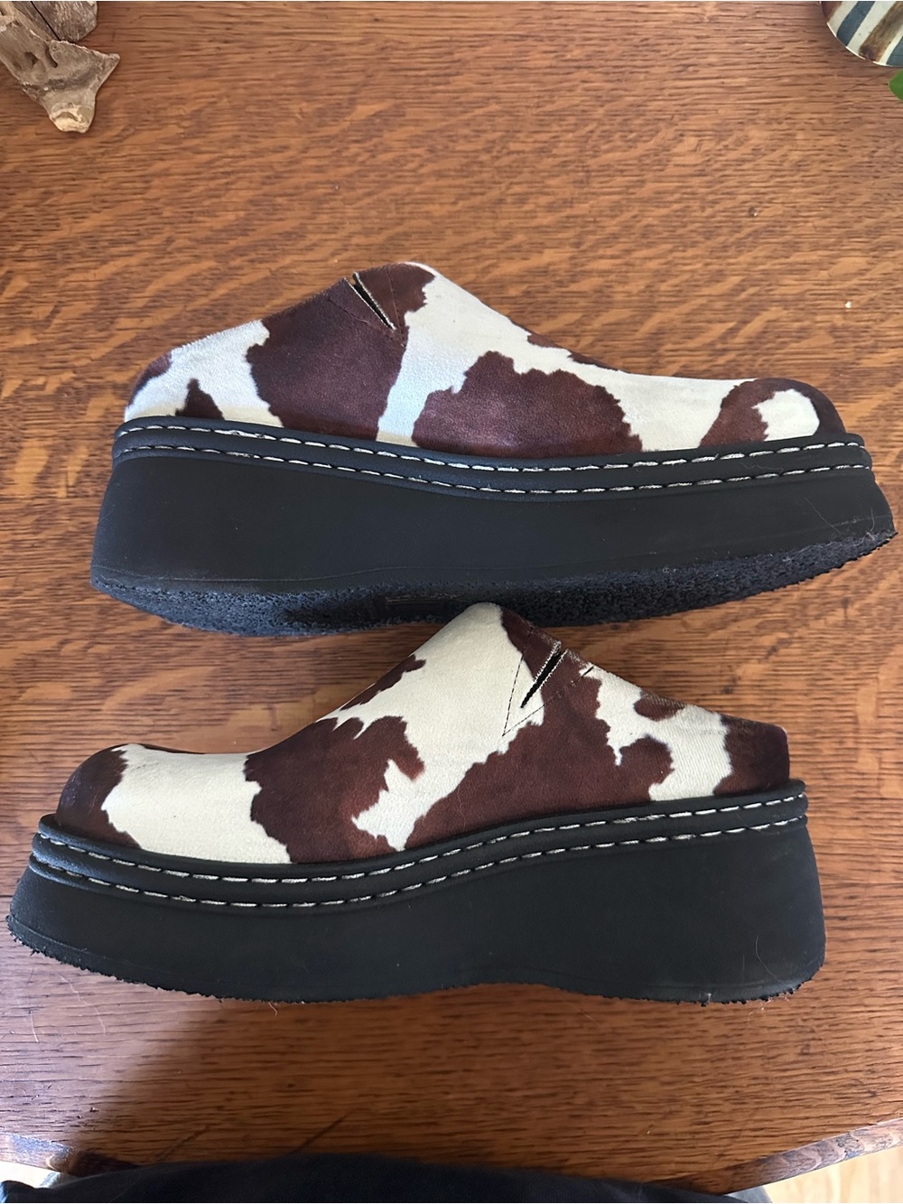 Miista Cow Print Faux Suede Platform Clogs - Picture 8 of 9